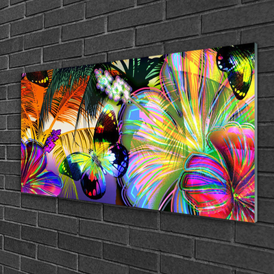 Obraz na skle Abstrakce Motýli Pírka
