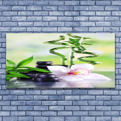 Obraz na skle Orchidej Bambus Zen Lázně