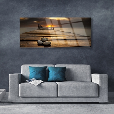 Obraz na skle Moře Molo Západ Slunce