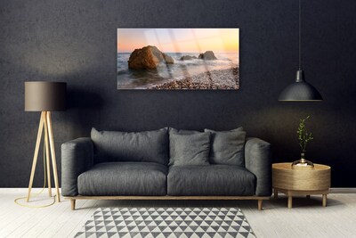 Obraz na skle Pobřeží Moře Vlny Skály