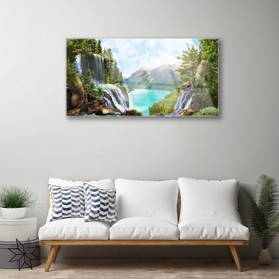 Obraz na skle Záliv Vodopád Hory