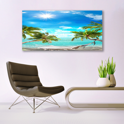 Obraz na skle Tropické Palmy Hamaka Pláž