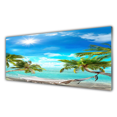 Obraz na skle Tropické Palmy Hamaka Pláž