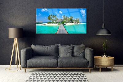 Obraz na skle Tropická Pláž Palmy