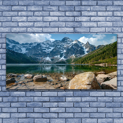 Obraz na skle Hory Les Jezero Kameny
