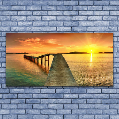 Obraz na skle Moře Slunce Most Krajina