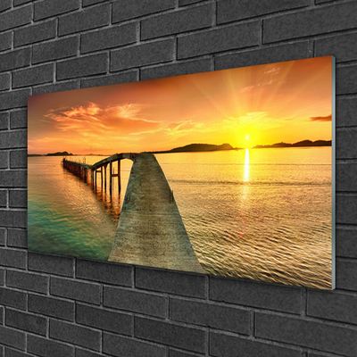 Obraz na skle Moře Slunce Most Krajina