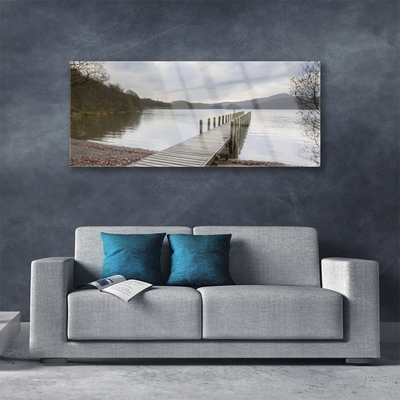Obraz na skle Jezero Architektura Most