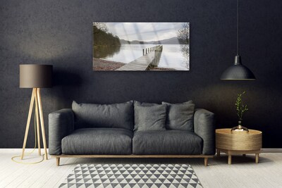 Obraz na skle Jezero Architektura Most