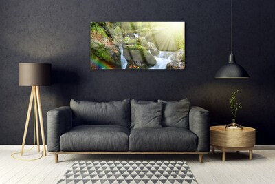 Obraz na skle Vodopád Duha Příroda Potok