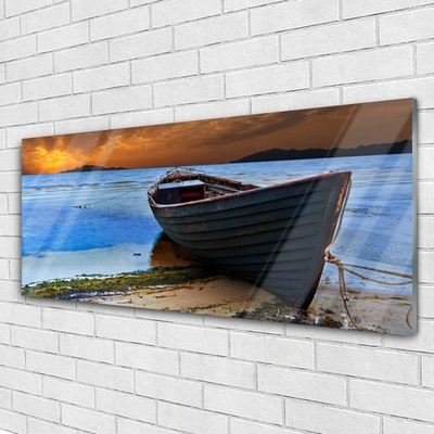 Obraz na skle Loď Moře Pobřeží Pláž