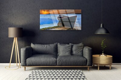 Obraz na skle Loď Moře Pobřeží Pláž