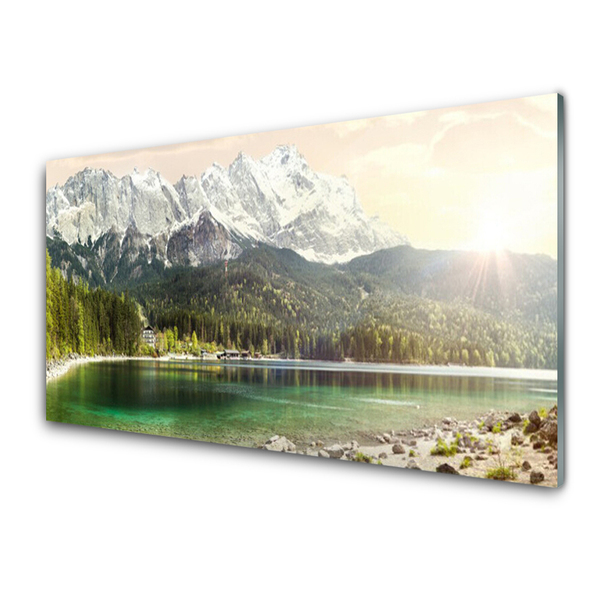 Obraz na skle Hory Les Jezero Krajina