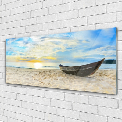Obraz na skle Szklany Łódka Plaża Morze