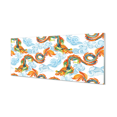 Skleněný panel Japonské barevné draky