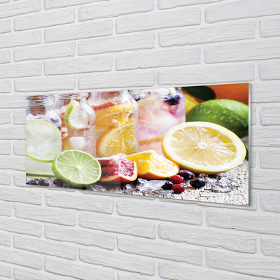 Skleněný panel Sklenice ovocný koktejl ledu