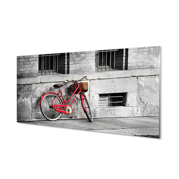 Skleněný panel Červené kolo s košíkem