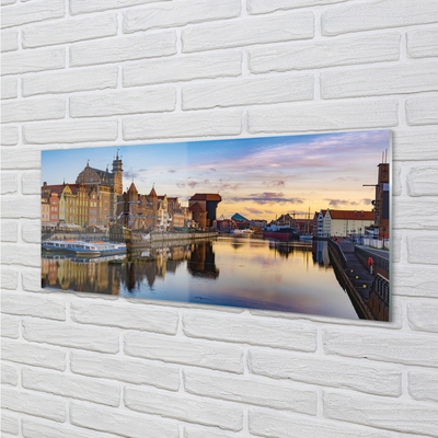 Skleněný panel Port of Gdańsk řeky svítání