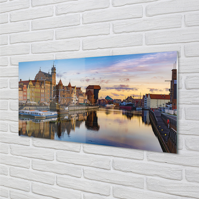 Skleněný panel Port of Gdańsk řeky svítání