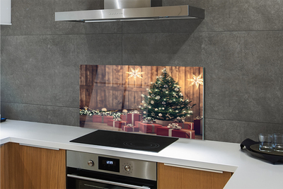 Skleněný panel Dárky Vánoční strom dekorace desky