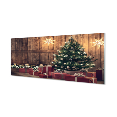 Skleněný panel Dárky Vánoční strom dekorace desky