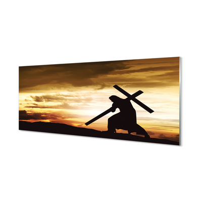 Skleněný panel Jesus cross západ slunce