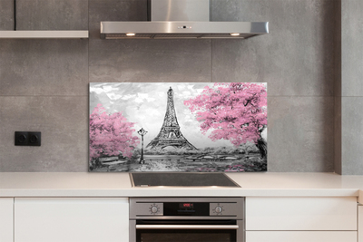 Skleněný panel Paris jarní strom