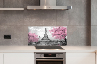 Skleněný panel Paris jarní strom