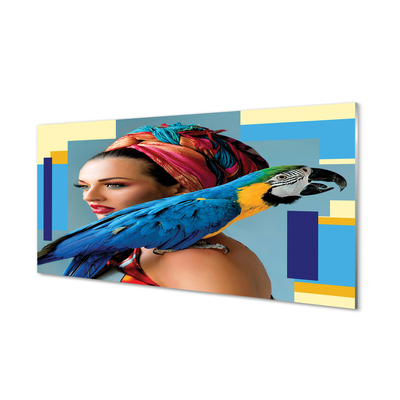 Skleněný panel Papoušek na rameni