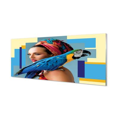 Skleněný panel Papoušek na rameni
