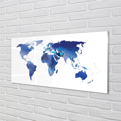 Skleněný panel modrá mapa