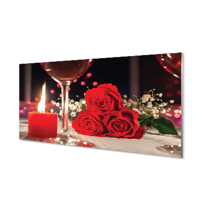 Skleněný panel Růže svíčka sklo