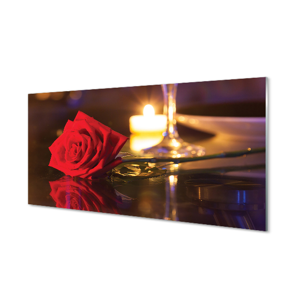 Skleněný panel Rose svíčka sklo