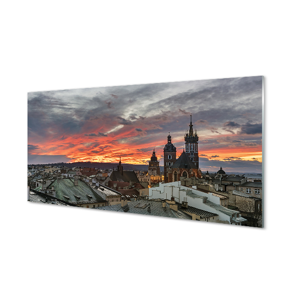 Skleněný panel Krakow Sunset panorama