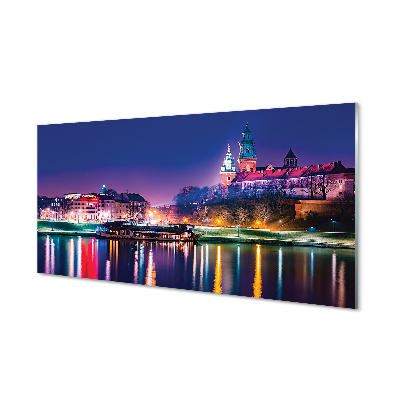 Skleněný panel Krakow City noc řeka