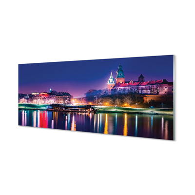 Skleněný panel Krakow City noc řeka
