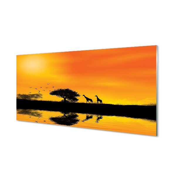 Skleněný panel Žirafy tree west lake