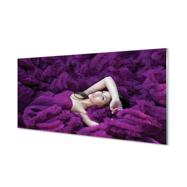 Skleněný panel Žena purple