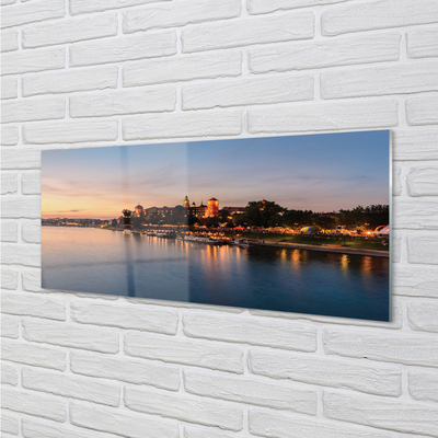 Skleněný panel Krakow Sunset řeky lock
