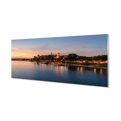 Skleněný panel Krakow Sunset řeky lock