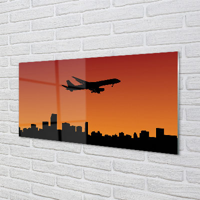 Skleněný panel Letadlo a slunce oblohu