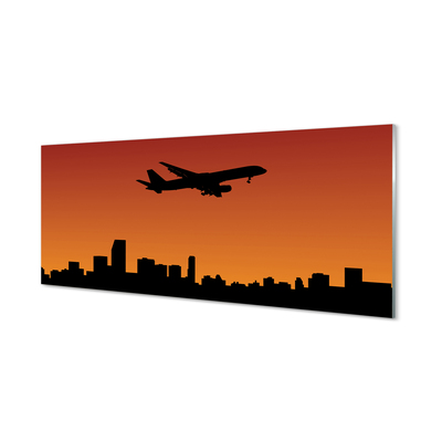 Skleněný panel Letadlo a slunce oblohu