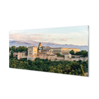 Skleněný panel Španělsko Castle horský les