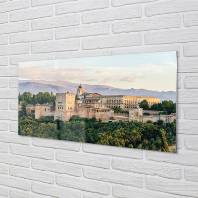 Skleněný panel Španělsko Castle horský les