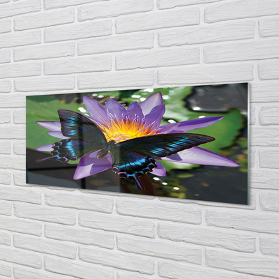 Skleněný panel motýl květina
