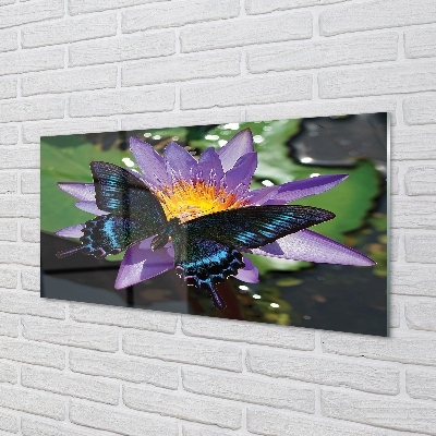 Skleněný panel motýl květina