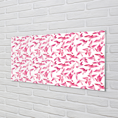 Skleněný panel růžové ptáci