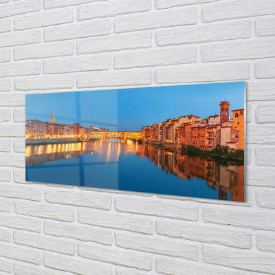 Skleněný panel Italy River mosty budovy v noci