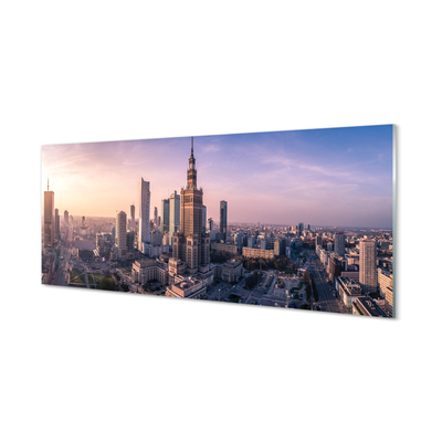 Skleněný panel VARŠAVA Sunrise mrakodrapy panorama