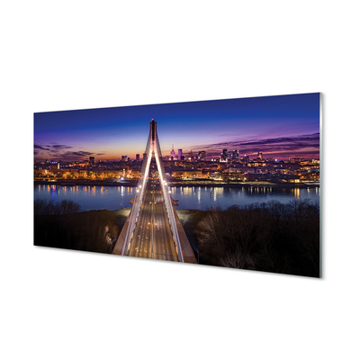 Skleněný panel Warsaw panorama říční most